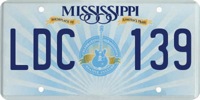 MS license plate LDC139