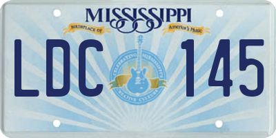 MS license plate LDC145