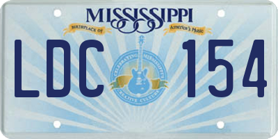 MS license plate LDC154