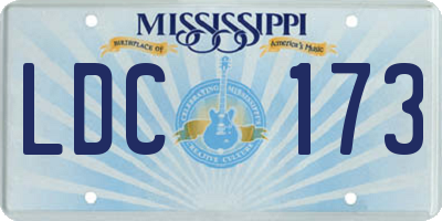 MS license plate LDC173