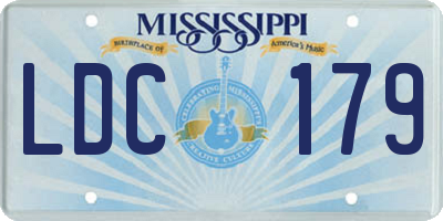 MS license plate LDC179