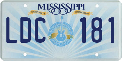 MS license plate LDC181