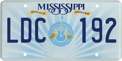 MS license plate LDC192