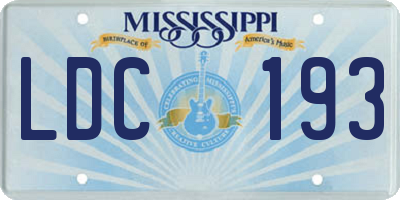 MS license plate LDC193
