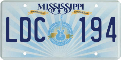 MS license plate LDC194