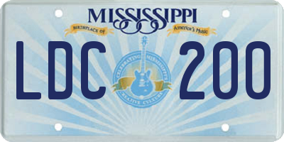MS license plate LDC200