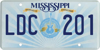 MS license plate LDC201
