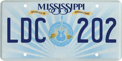 MS license plate LDC202