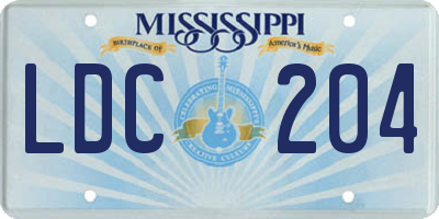 MS license plate LDC204