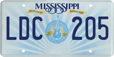 MS license plate LDC205