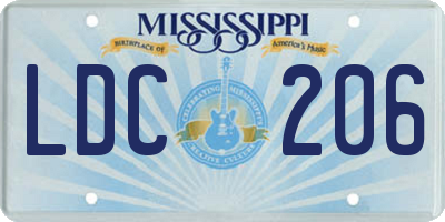 MS license plate LDC206