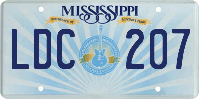 MS license plate LDC207