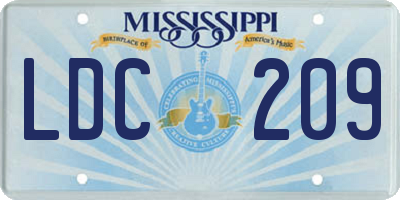 MS license plate LDC209
