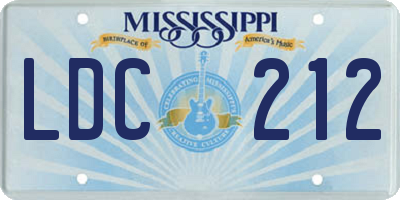 MS license plate LDC212