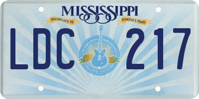 MS license plate LDC217
