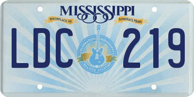 MS license plate LDC219