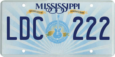 MS license plate LDC222