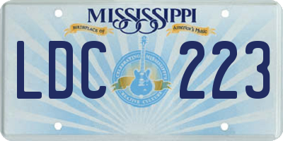 MS license plate LDC223