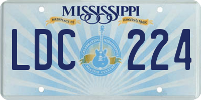 MS license plate LDC224