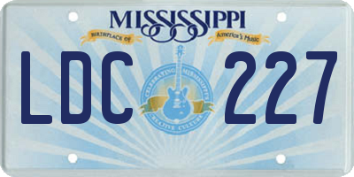 MS license plate LDC227