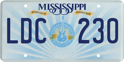MS license plate LDC230