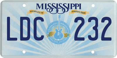 MS license plate LDC232