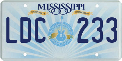 MS license plate LDC233