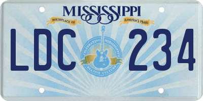 MS license plate LDC234