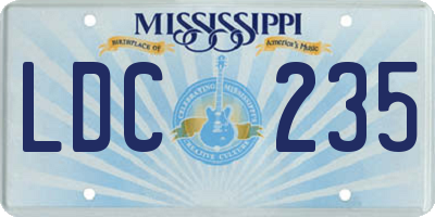 MS license plate LDC235