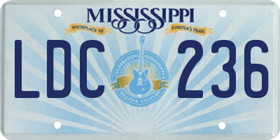 MS license plate LDC236