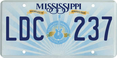 MS license plate LDC237