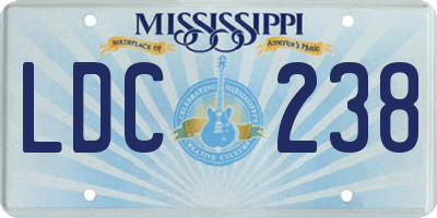 MS license plate LDC238