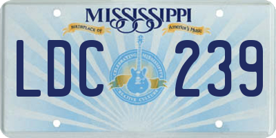 MS license plate LDC239