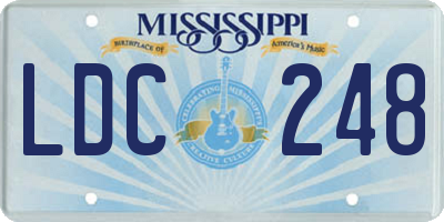 MS license plate LDC248