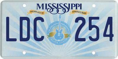 MS license plate LDC254