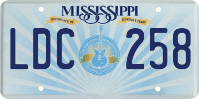 MS license plate LDC258