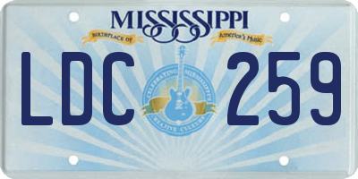 MS license plate LDC259