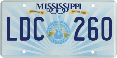 MS license plate LDC260