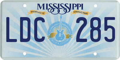 MS license plate LDC285