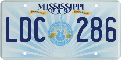 MS license plate LDC286