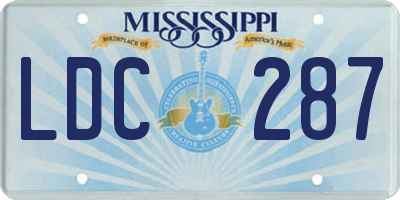 MS license plate LDC287