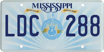 MS license plate LDC288