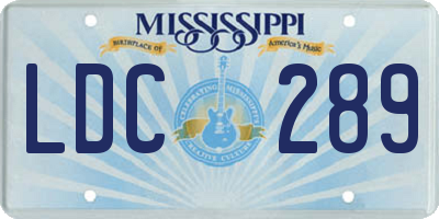 MS license plate LDC289