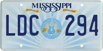 MS license plate LDC294