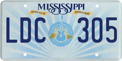 MS license plate LDC305