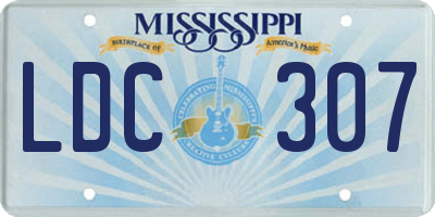 MS license plate LDC307
