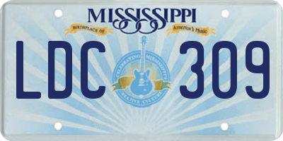 MS license plate LDC309