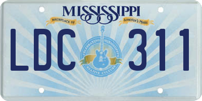 MS license plate LDC311