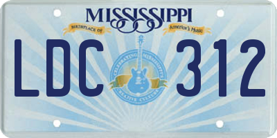 MS license plate LDC312