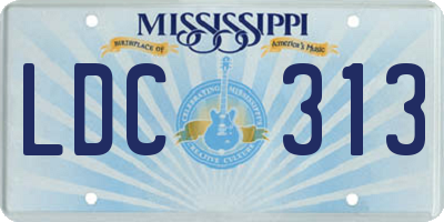 MS license plate LDC313